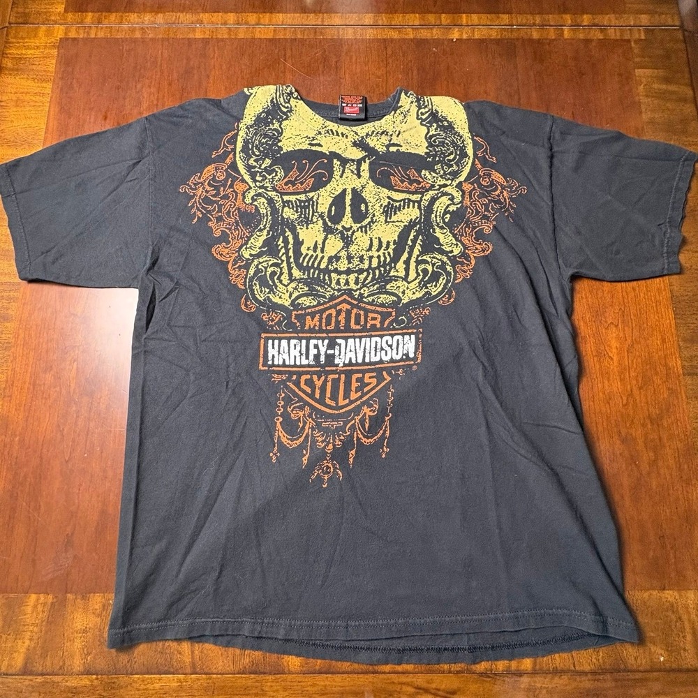 Harley-Davidson Savannah Georgia Skull All Over Print Graphic Tee XL 23x27